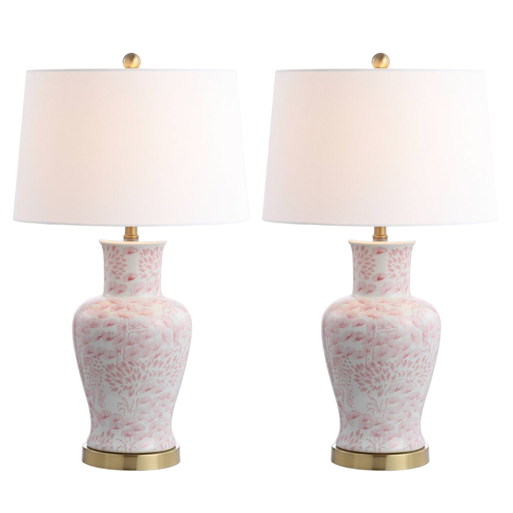 Set of 2 Beautiful Pink and White Table Lamps